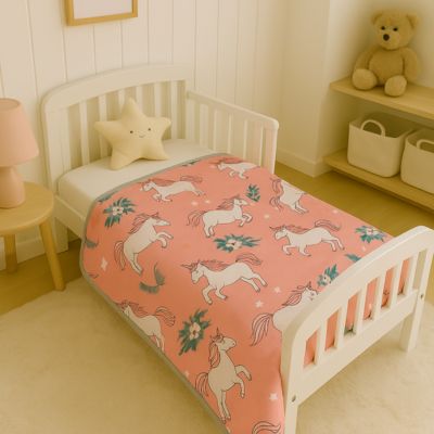 couverture bebe licorne rose naturel