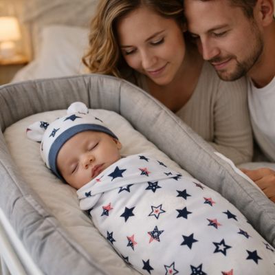 couverture étoile pour bebe emmaillotage