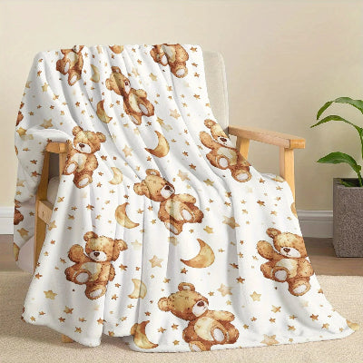 couverture étoile pour bebe ours en flanelle douce