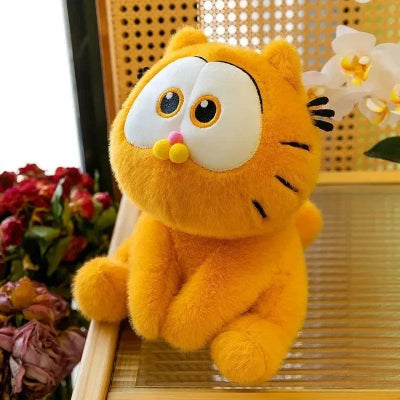 doudou bebe garfield adorable peluche orange