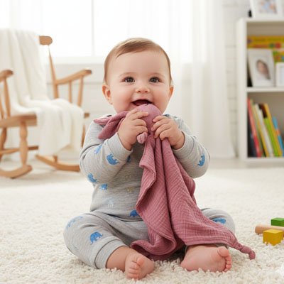 Doudou lapin serviette apaisante