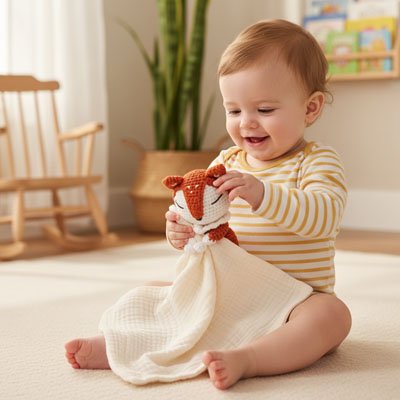 Doudou renard crème