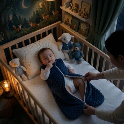 gigoteuse bébé bleu marin fermeture éclair