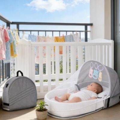 lit bebe de voyage ultra Léger Pliable gris