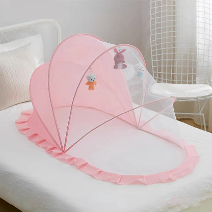lit bébé moustiquaire protection rose