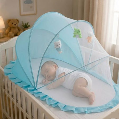 lit bébé moustiquaire protection sommeil bleu anti-moustique