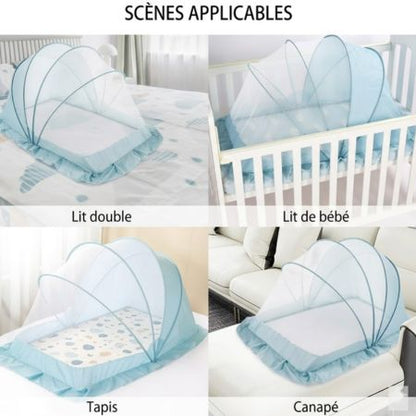lit bébé moustiquaire protection sommeil bleu filtre lumineux