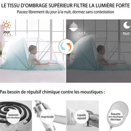 lit bébé moustiquaire protection sommeil bleu filtre opaque