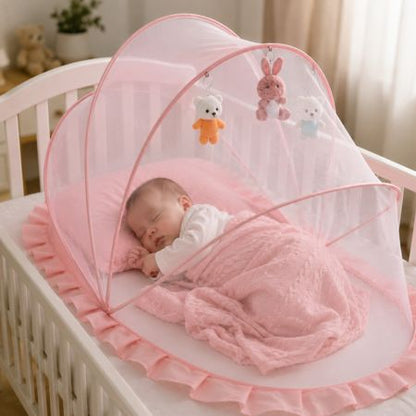 lit bébé moustiquaire protection sommeil rose anti-moustique