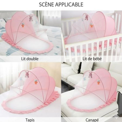 lit bébé moustiquaire protection sommeil rose filtre lumineux