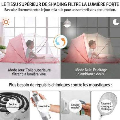 lit bébé moustiquaire protection sommeil rose filtre protecteur