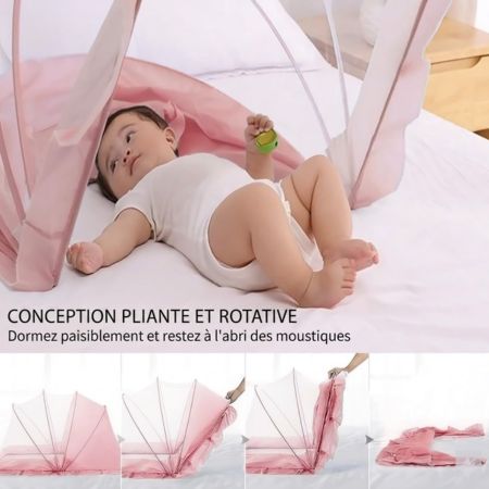 lit bébé moustiquaire protection sommeil rose pliable