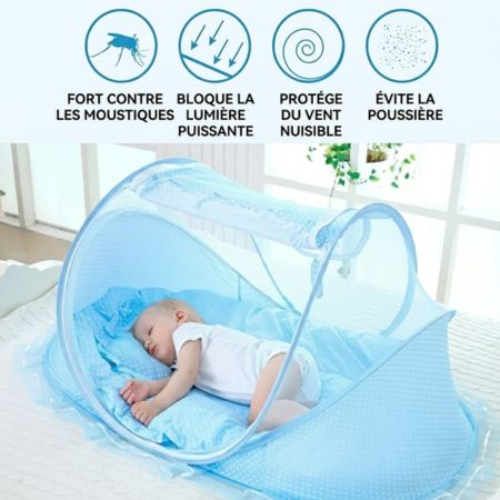 lit moustiquaire bébé cocon douillet bleu anti-moustique
