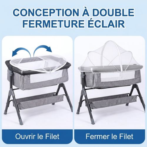 moustiquaires lit bébé blanc respirant double fermeture