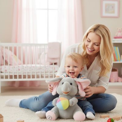 peluche éléphant cache cache éveil sensoriel
