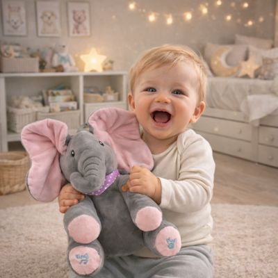 peluche éléphant symphonie des oreilles rose