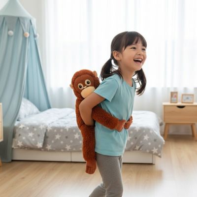 peluche punch orang outan singe accrochée au dos