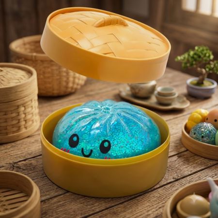 squishy dumpling jouets sensoriel bleu