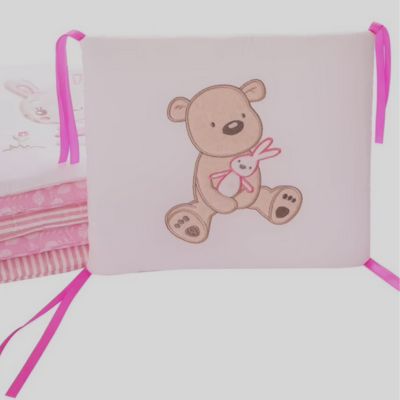 tour de lit bebe coussin blanc rose