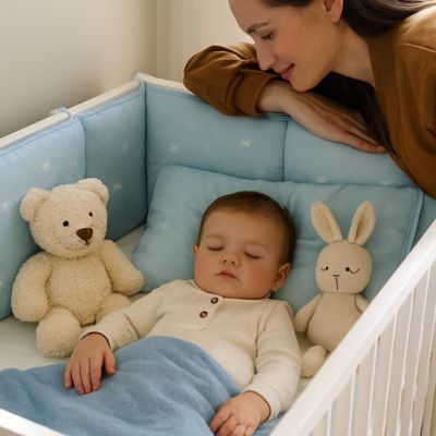 tour de lit bleu protecteur