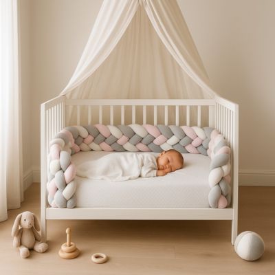 Tresse de lit bébé argentrose décoratif