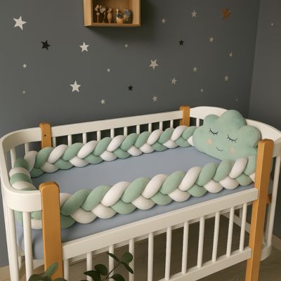 tresse de lit bebe couleur vert blanc